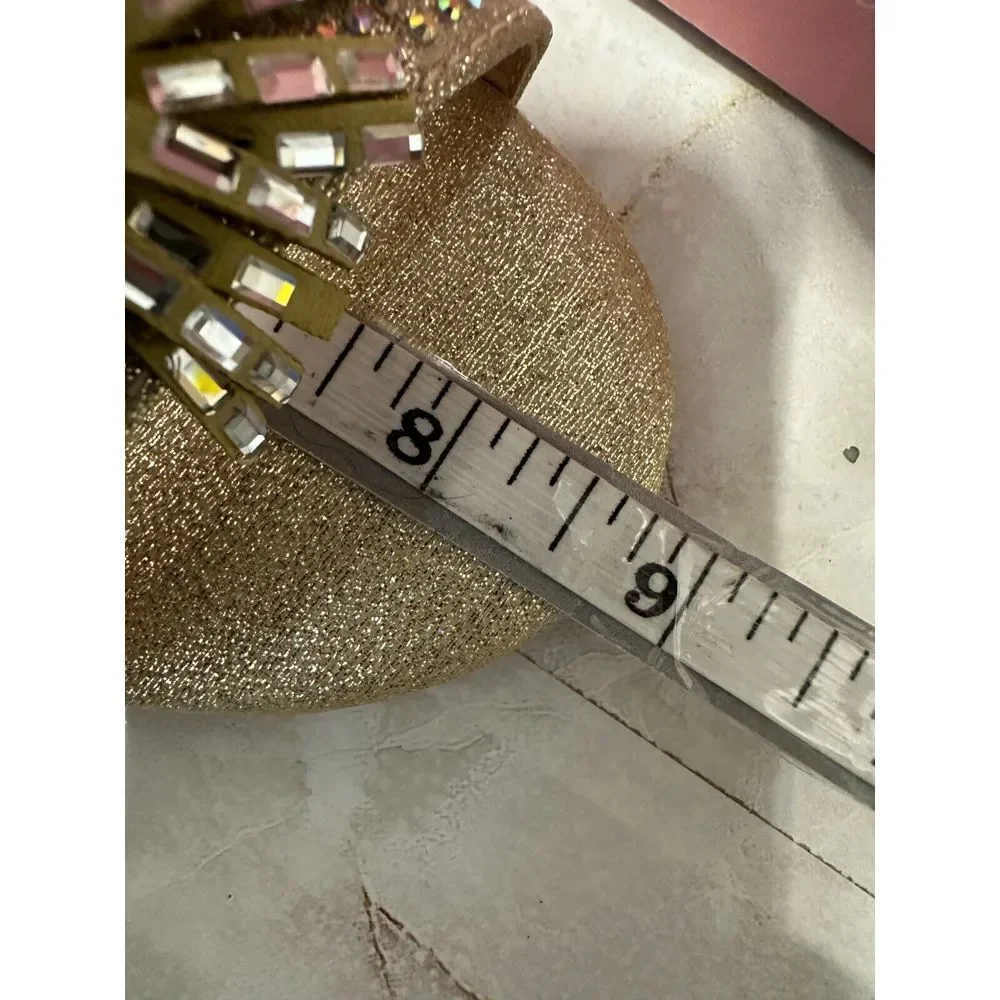 K Crosha  Big Girl's Mid Hell‎ Sandal Rhinestone Gold 4MT New !